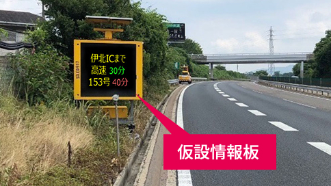 仮設情報板による交通情報提供のイメージ